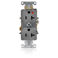 Product Image of Isolated Ground Duplex Receptacle Outlet,  Smooth Face, 20A, 125V Back or Side Wire, NEMA 5-20R, 2-Pole, 3-Wire, Self-Grounding, Gray
