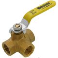 Product Image of 1/2" Threaded 3-Way Full Port Brass Ball Valve w/ L-Port