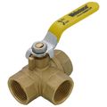 Product Image of 3/4" Threaded 3-Way Full Port Brass Ball Valve w/ L-Port