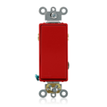 Product Image of 20A, 120/277V Decora Plus Rocker 3-way AC Quiet Switch, Commercial Spec Grade, Self Grounding, Back & Side Wired, (Red)