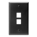 Product Image of Single-Gang QuickPort Wallplate, 2-Port (Black)