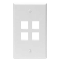 Product Image of Single-Gang QuickPort Wallplate, 4-Port (White)