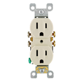Product Image of 15A, 125V NEMA 5-15R, 2P, 3W, w/ Ears Duplex Receptacle, Straight Blade, Self Grounding, Quickwire Push-In & Side Wired, Steel Strap,, Light Almond