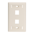 Product Image of Single-Gang Quickport, Wallplate For LaRGe Connectors w/ ID Windows, 2-port (Light Almond)