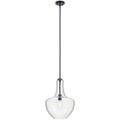 Product Image of Everly 19.75" 1 Light Bell Pendant Clear Glass (Black)
