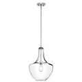 Product Image of Everly 19.75" 1 Light Bell Pendant Clear Glass (Chrome)