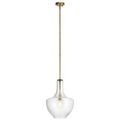 Product Image of Everly 19.75" 1 Light Bell Pendant Clear Glass (Natural Brass)