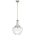 Product Image of Everly 19.75" 1 Light Bell Pendant Clear Seeded Glass (Brushed Nickel)