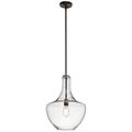 Product Image of Everly 19.75" 1 Light Bell Pendant Clear Seeded Glass (Olde Bronze)