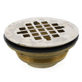 Product Image of 1-1/2" Threaded Brass Caulk Shower Drain w/Stainless Steel Strainer (101 NPT)