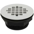 Product Image of 2" ABS No-Calk Shower Drain with a White Plastic Strainer