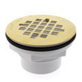 Product Image of 2" PVC Solvent Weld Shower Drain with UltraShine PVD Brass Strainer