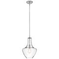 Product Image of Everly 15.25" 1 Light Bell Pendant Clear Glass (Chrome)