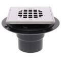 Product Image of 2" or 3" PVC Shower Drain with Square Snap-Tite Stainless Steel Strainer