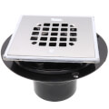 Product Image of 2" or 3" ABS Shower Drain with Square Snap-In Stainless Steel Strainer & Tile Ring