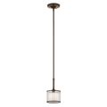 Product Image of Lacey 10.25" 1 Light Mini Pendant w/ Satin Etched Cased Opal Inner Diffusers and Light Umber Translucent Organza Outer Shade (Mission Bronze)