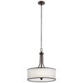 Product Image of Lacey 23.5" 4 Light Pendant w/ Satin Etched Cased Opal Inner Diffusers and Light Umber Translucent Organza Outer Shade (Mission Bronze)