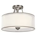 Product Image of Lacey 15" 3 Light Semi Flush w/ Satin Etched Cased Opal Inner Diffusers and White Translucent Organza Outer Shade (Antique Pewter)