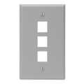 Product Image of Single-Gang Quickport, Wallplate, 3-port (Gray)