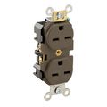 Product Image of Duplex Receptacle Outlet,  Smooth Face, 15A, 250V Back or Side Wire, NEMA 6-15R, 2-Pole, 3-Wire, Self-Grounding (Brown)