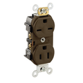 Product Image of Duplex Receptacle Outlet,  Dual Voltage, Smooth Face, 15A, 125/250V Side Wire, NEMA 5-15R_6-15R, 2-Pole, 3-Wire, Self-Grounding (Brown)
