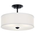 Product Image of Shailene 14" 3 Light Round Semi Flush w/ Satin Etched White Diffuser and White Microfiber Shade (Brushed Nickel)