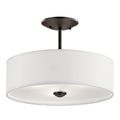 Product Image of Shailene 14" 3 Light Round Semi Flush w/ Satin Etched White Diffuser and White Microfiber Shade (Olde Bronze)