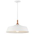 Product Image of Danika 9.25" 1 Light Pendant w/ White finish and Wood Accents