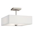Product Image of Shailene 14" 3 Light Square Semi Flush w/ Satin Etched White Diffuser and White Microfiber Shade (Brushed Nickel)