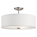 Product Image of Shailene 18" 3 Light Round Semi Flush w/ Satin Etched White Diffuser and White Microfiber Shade (Brushed Nickel)