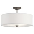 Product Image of Shailene 18" 3 Light Round Semi Flush w/ Satin Etched White Diffuser and White Microfiber Shade (Olde Bronze)