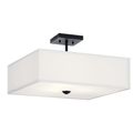Product Image of Shailene 18" 3 Light Square Semi Flush w/ Satin Etched White Diffuser and White Microfiber Shade (Brushed Nickel)