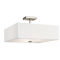 Product Image of Shailene 18" 3 Light Square Semi Flush w/ Satin Etched White Diffuser and White Microfiber Shade (Brushed Nickel)