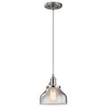Product Image of Avery 8.5" 1 Light Bell Mini Pendant w/ Clear Seeded Glass (Brushed Nickel)