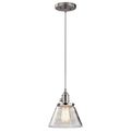 Product Image of Avery 8.75" 1 Light Bell Mini Pendant w/ Clear Seeded Glass (Brushed Nickel)