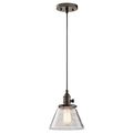 Product Image of Avery 8.75" 1 Light Cone Mini Pendant w/ Clear Seeded Glass (Olde Bronze)