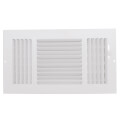 12" x 6" (Wall Opening Size) White Three-Way Sidewall/Ceiling Register (683 Series)