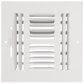 6" x 6" (Wall Opening Size) Four-Way White Sidewall/Ceiling Register (684 Series)