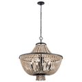 Product Image of Brisbane 31.75" 8 Light Chandelier w/ Antique White Beads (Distressed Black)