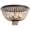 Product Image of Brisbane 11" 5 Light Flush Mount (Distressed Black) w/ Distressed Antique White Beads