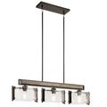 Product Image of Aberdeen 9.75" 3 Light Linear Chandelier w/ Piastra Glass (Olde Bronze) and Distressed Antique Gray w/ Rust Accents