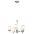 Product Image of Joelson 19.75" 5 Light Chandelier w/ Satin Etched Cased Opal and Clear Glass Accent Glass (Brushed Nickel)