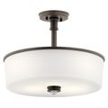 Product Image of Joelson 17.75" 3 Light Convertible Pendant or Semi Flush w/ Satin Etched Cased Opal and Clear Glass Accent Glass (Olde Bronze)