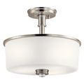 Product Image of Joelson 14.25" 3 Light Semi Flush w/ Satin Etched Cased Opal and Clear Glass Accent Glass (Brushed Nickel)