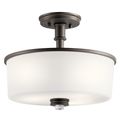 Product Image of Joelson 14.25" 3 Light Semi Flush w/ Satin Etched Cased Opal and Clear Glass Accent Glass (Olde Bronze)