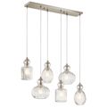Product Image of Riviera 35.5" 6 Light Linear Chandelier w/ Clear Ribbed Glass (Brushed Nickel)