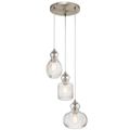 Product Image of Riviera 10.25" 3 Light Pendant w/ Clear Ribbed Glass (Brushed Nickel)