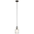 Product Image of Riviera 10.75" 1 Light Pendant w/ Clear Ribbed Glass (Olde Bronze)