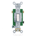 Product Image of 30A, 120/277V Toggle 3-way AC Quiet Switch, Extra Heavy Duty Spec Grade, Self Grounding, Back & Side Wired (White)