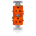 Product Image of Isolated Ground Duplex Receptacle Outlet,  Smooth Face, 20A, 125V Back and Side Wire, NEMA 5-20R, 2-Pole, 3-Wire, Self-Grounding (Orange)
